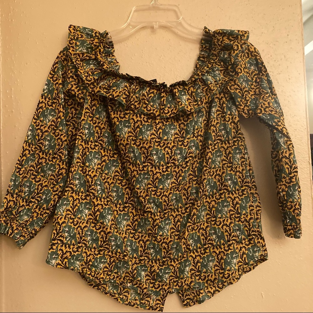 J. Crew Ratti Elephant Print Ruffle Top - Picture 9 of 10